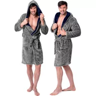 Szlafroki damskie - Tutumi Szlafrok Jordan Grey Navy MEN - miniaturka - grafika 1