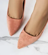 Półbuty damskie - Różowe czółenka na wysokim słupku Emmy-36 - miniaturka - grafika 1