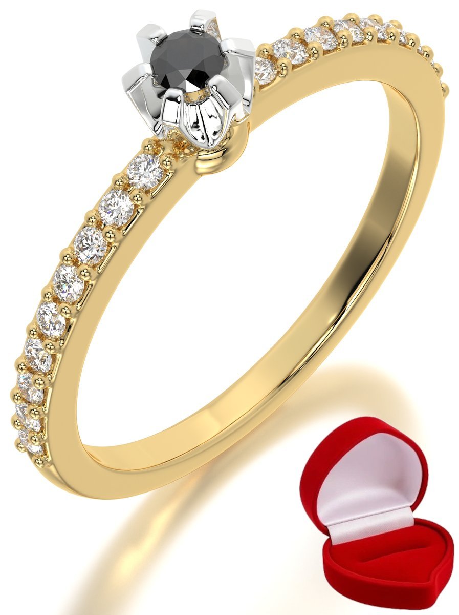 ZŁOTY PIERŚCIONEK ZARĘCZYNOWY 585 14k DIAMENT LAB BRYLANT 0,06 ct R10