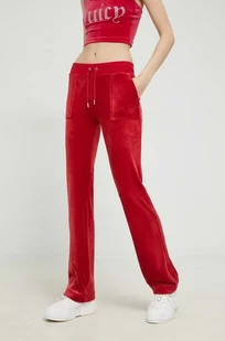 Juicy Couture spodnie dresowe Del Ray damskie kolor czerwony gładkie - Spodnie damskie - miniaturka - grafika 1