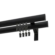 Karnisze - Karnisz DECASTYL Apartamentowy podwójny z żabkami 400 cm Czarny - miniaturka - grafika 1