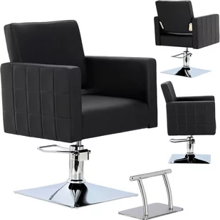 Fotel fryzjerski Tom Black hydrauliczny obrotowy podnóżek do salonu fryzjerskiego krzesło fryzjerskie - Fotele fryzjerskie - miniaturka - grafika 1