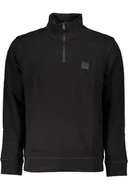 Bluzy męskie - CZARNA BLUZA MĘSKA Z ZAMKIEM HUGO BOSS - miniaturka - grafika 1