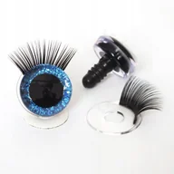 Prace ręczne dla dzieci - Oczy Oczka z Rzęsami 18mm 1Para do maskotek brokatowe Niebieskie bezpieczne - miniaturka - grafika 1