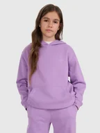 Bluzy dla dziewczynek - 4F Bluza dresowa nierozpinana z kapturem dziewczęca - fioletowa 122 (6-7 lat) - miniaturka - grafika 1
