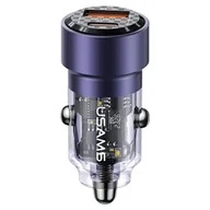 Ładowarki samochodowe - USAMS Ład. sam. C39 USB+USB-C 60W Fast Charge fioletowy/purple CC208CC02 (US-CC208) - miniaturka - grafika 1