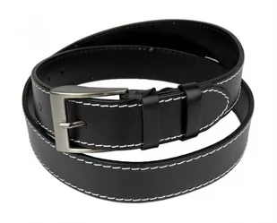 Pasek Męski Skórzany PAS-MAX (PL) Skóra Licowa EXTRA 40 mm Czarny Z Białą Nitką - Paski - miniaturka - grafika 2