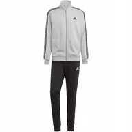 Dresy męskie - Dres męski adidas Basic 3-Stripes Fleece szaro-czarny IA3073 S - miniaturka - grafika 1