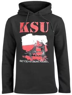 bluza KSU - NIKT CIĘ NIE BRONI POLSKO czarna, z kapturem -S - Bluzy męskie - miniaturka - grafika 1
