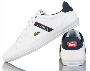 Buty Skórzane Białe Męskie Lacoste Chaymon Sneakersy Casual R-46 - Sneakersy męskie - miniaturka - grafika 1