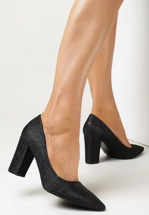 Czarne Brokatowe Czółenka ze Szpiczastym Noskiem Diyu - Czółenka - miniaturka - grafika 1