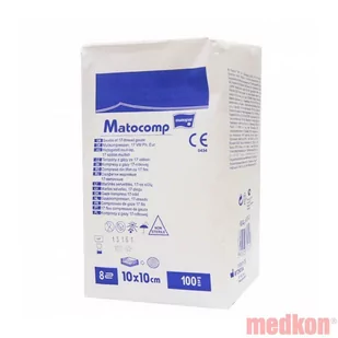 MATOCOMP Kompresy z gazy 17-nit 8-warstw niejałowe 10x10cm-100szt. - Apteczki i materiały opatrunkowe - miniaturka - grafika 1