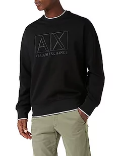 Armani Exchange Męska bluza z długim rękawem, kwadratowe logo, Hem Contrast Line, czarny, XL - Bluzy męskie - miniaturka - grafika 1