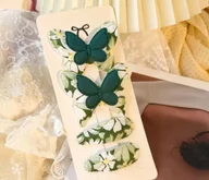 Ozdoby do włosów - Spinki do włosów z motywem fantasy z kwiatami i motylkami zielone - miniaturka - grafika 1