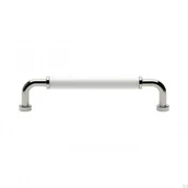 Zawiasy, okucia i inne akcesoria - Uchwyt meblowy podłużny Brohult M 128 Nikiel Polerowany z białym - miniaturka - grafika 1