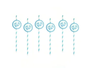 Słomki błękitne na baby shower - 6 szt. - Słomki do napojów - miniaturka - grafika 1