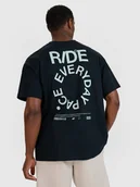 Koszulki męskie - 4F T-shirt oversize z nadrukiem męski - czarny L - miniaturka - grafika 1