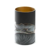 Wazony i flakony - Wazon Dekoracyjny Ze Szkła Artystycznego Peonia 15X25 Czarny + Złoty - miniaturka - grafika 1