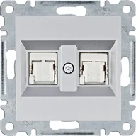 Gniazdka elektryczne - Hager Gniazdo komputerowe 2xRJ45 kat. 6 FTP LUMINA - srebrny mat - miniaturka - grafika 1