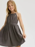 Sukienki i spódniczki dla dziewczynek - Reserved - Sukienka z muślinowym dołem - ciemnoszary - miniaturka - grafika 1