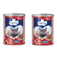 Mokra karma dla kotów - PREVITAL Wołowina z wątróbką w sosie - mokra karma dla kota - 2x415g - miniaturka - grafika 1