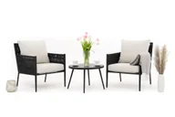 Meble ogrodowe - Zestaw mebli ogrodowych taras balkon aluminiowe BELIZE czarno beżowy - miniaturka - grafika 1