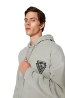 Bluzy męskie - TRENDYOL MAN BLUZA MĘSKA Z KAPTUREM SZARA Z NADRUKIEM CALIFORNIA LA S 5DA - miniaturka - grafika 1