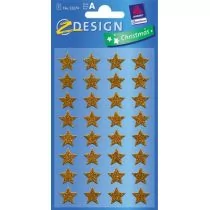 Naklejki Z-DESIGN świąteczne-błyszczące złote gwiazdki AVERY ZWECKFORM 32szt. /52274/ ZW755 - Ozdoby bożonarodzeniowe - miniaturka - grafika 1