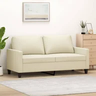 Sofy i kanapy - 2-osobowa sofa, kremowy, 140 cm, sztuczna skóra Lumarko! - miniaturka - grafika 1