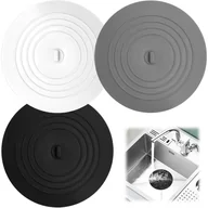 Korki do umywalek - Zestaw 3 uniwersalnych silikonowych korków spustowych o długości 15 cm do wanny i umywalki (czarny/biały/szary) - miniaturka - grafika 1