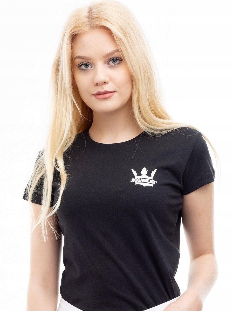 T-SHIRT DAMSKI Z KORONĄ Koszulka BAWEŁNIANA Damska CZARNA LOGO Jigga XL