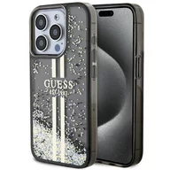 Etui i futerały do telefonów - Etui Guess GUHCP15XLFCSEGK Apple iPhone 15 Pro Max hardcase Liquid Glitter Gold Stripes czarny/black - miniaturka - grafika 1