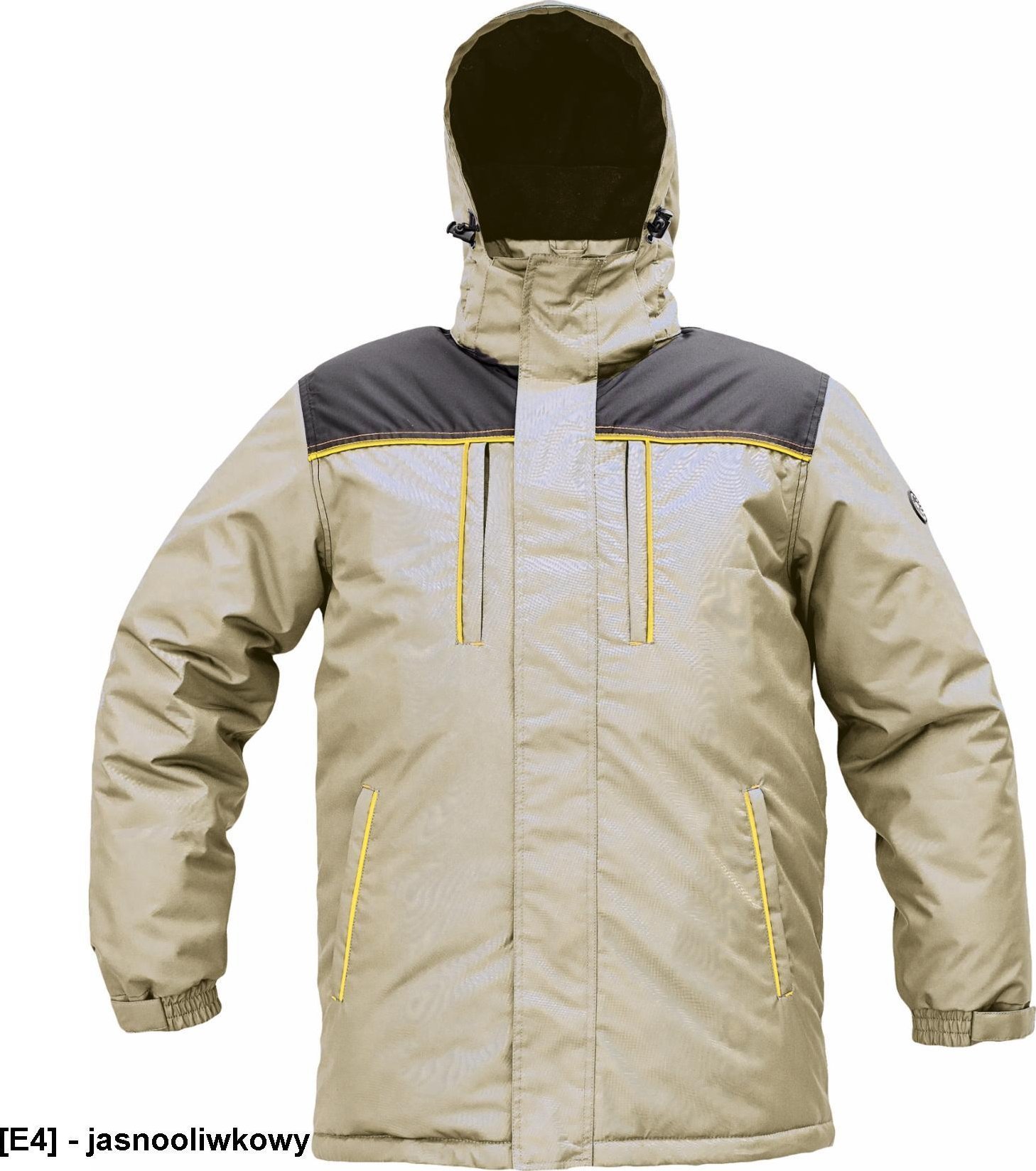 CERVA CREMORNE parka - męska zimowa parka, stały kaptur, przedłużony tył, 100% poliester - jasnooliwkowy 4XL