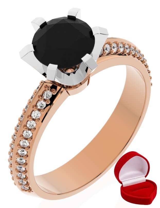 ZŁOTY PIERŚCIONEK ZARĘCZYNOWY 585 14k BRYLANT CZ. 1 ct RÓŻOWE ZŁOTO R31