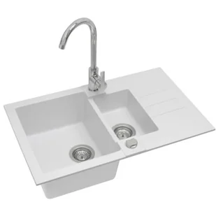 Alveus Zlewozmywak Rock 70 1217011KT kol 11 Biały + bateria Tonia - Zlewozmywaki z baterią - miniaturka - grafika 1