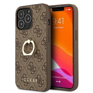 Guess 4G Ring Case - Etui iPhone 13 Pro brązowy GUHCP13L4GMRBR - Etui i futerały do telefonów - miniaturka - grafika 1