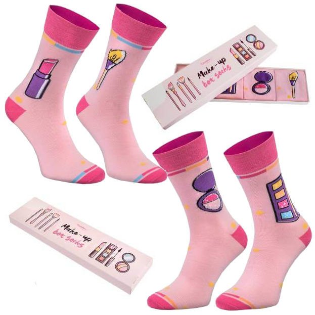 Skarpetki Make Up Box Socks Na Prezent Bawełniane Wygodne Wysokie Dla Miłośników Makijażu 41-46