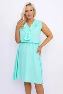 Sukienki - Miętowa Sukienka z żabotem MERINGO - Tono - miniaturka - grafika 1