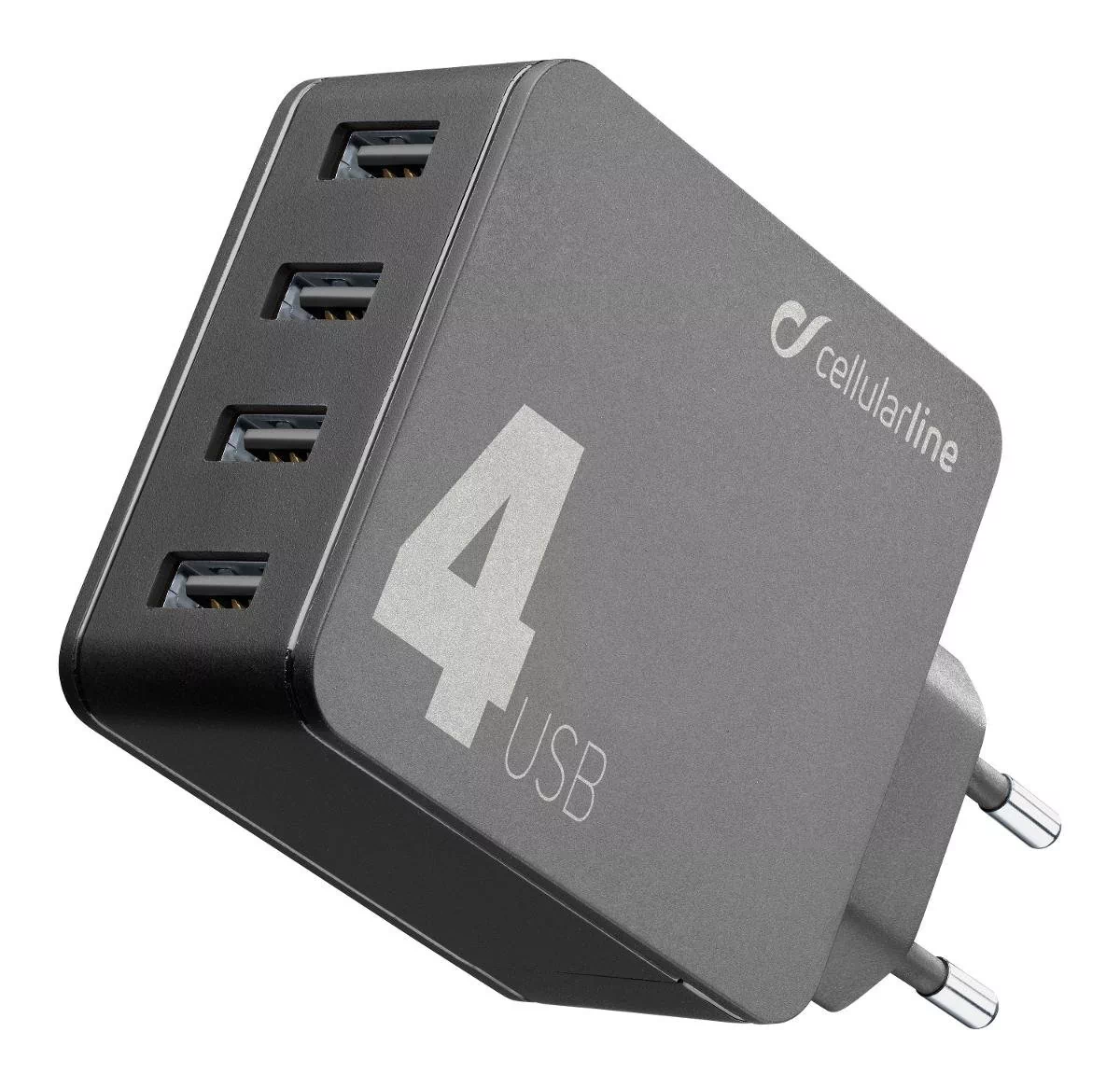 Ładowarka do sieci CellularLine Multipower 4 Smartphone Detect 4 x USB port 42W ACHUSB442WK) Czarna