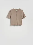 Swetry damskie - Reserved - Kardigan z wełny merino - brązowy - miniaturka - grafika 1