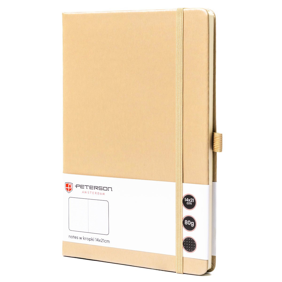 Notes notatnik w kropki planer organizer A5 zeszyt z gumką Peterson beżowy