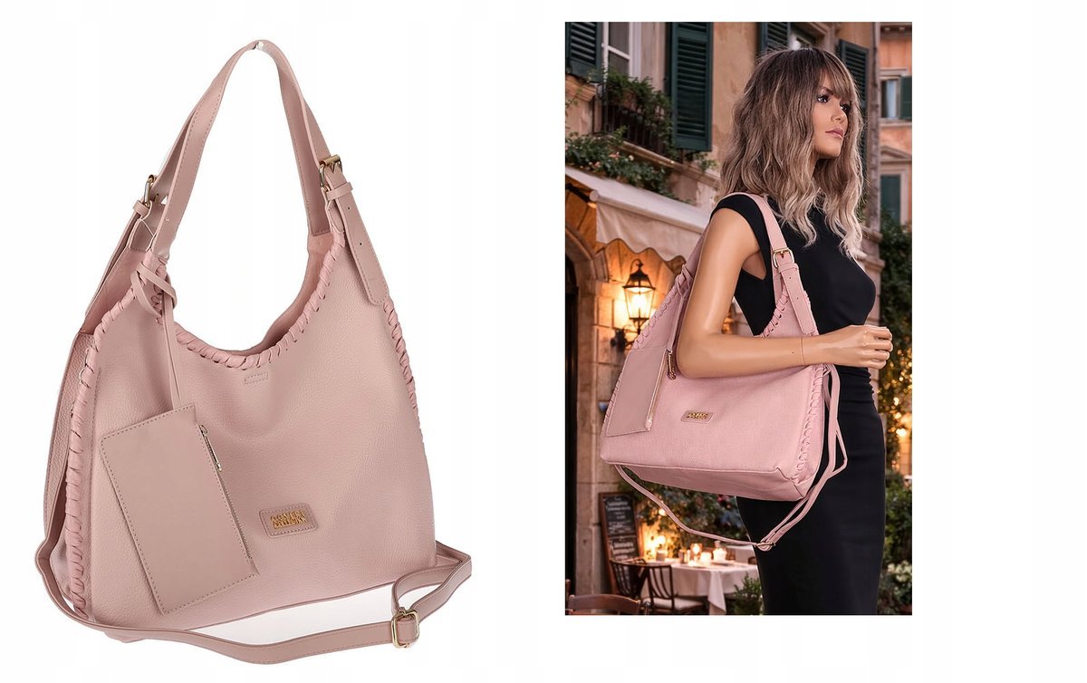 Torebka Damska Listonoszka Worek Shopper Torba na Ramię CC6693 Różowa