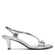 Sandały damskie - Sandały Calvin Klein Heel Sandal 50 Squared Metallic HW0HW02560 Srebrny - miniaturka - grafika 1