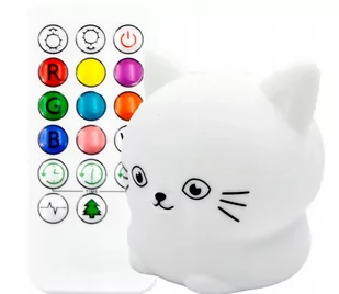Lampka Nocna Kotek Kot Dzieci Kolorowa Silikon Rgb - Lampy stojące - miniaturka - grafika 1