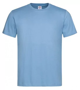 Jasny Niebieski Bawełniany T-Shirt Męski Bez Nadruku -STEDMAN- Koszulka, Krótki Rękaw, Basic, U-neck - Stedman - Koszulki męskie - miniaturka - grafika 1