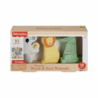Sortery dla dzieci - Fisher Price Drewniane zwierzątka Układaj i sortuj - zabawka - miniaturka - grafika 1