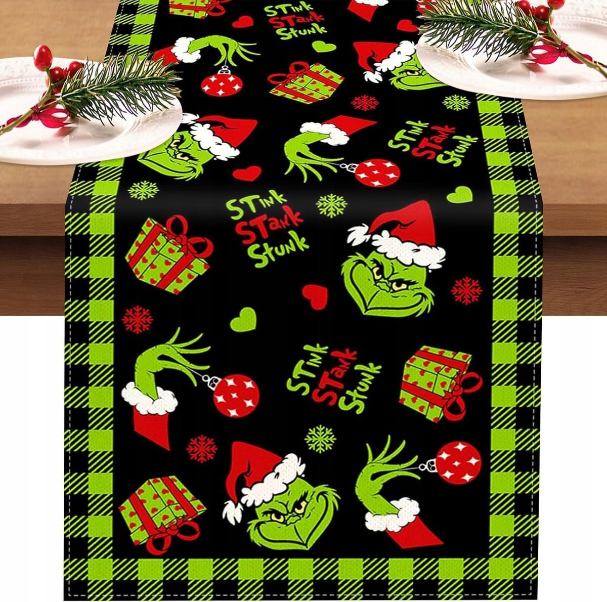 Świąteczny Bieżnik Podkładka Na Stół 180Cm Dekoracja Grinch Boże Narodzenie