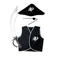 Dodatki do strojów karnawałowych - Strój Kostium Pirata Kamizelka Miecz Opaska Kapelusz R. Uniwer. Korsarz - miniaturka - grafika 1