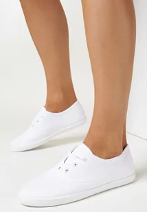 Białe Tenisówki z Krótkim Sznurowaniem Madilinne - Trampki damskie - miniaturka - grafika 1