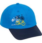 Czapki damskie - Czapka z daszkiem dla chłopca, z rowerami, niebieska - miniaturka - grafika 1